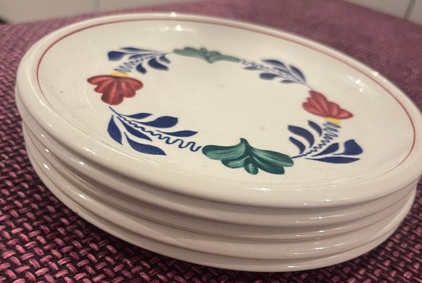 Boerenbont gebaksbordjes, Huis en Inrichting, Keuken | Servies, Ophalen, Zo goed als nieuw, Bord(en), Aardewerk