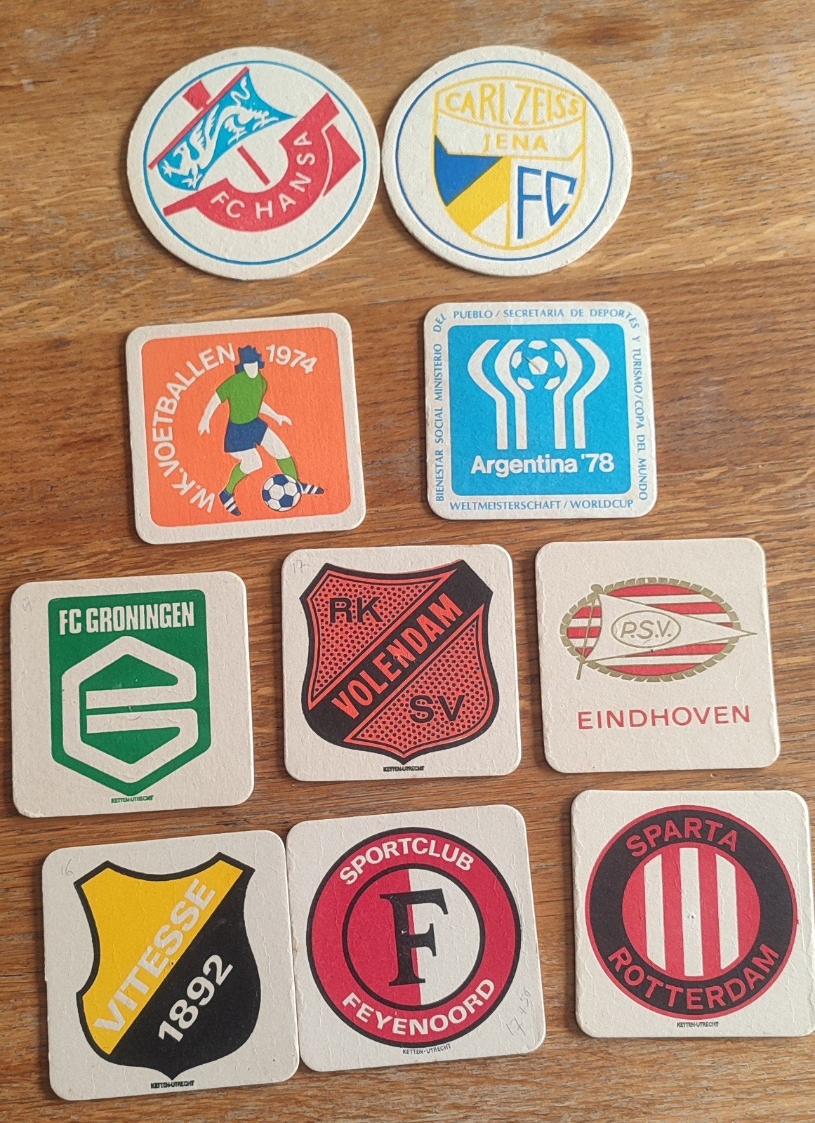 Voetbal viltjes onderzetters - PSV, Feyenoord, Sparta e.a., Ophalen of Verzenden, Gebruikt, Overige typen