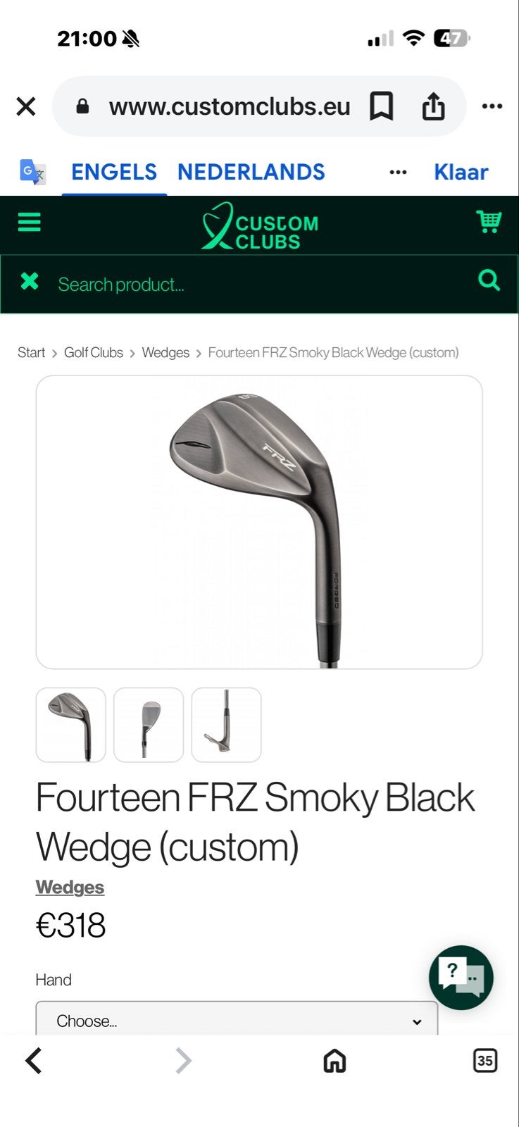 Fourteen FRZ Smoky Black Wedges (56 en 58 graden), Ophalen of Verzenden, Gebruikt, Club, Overige merken