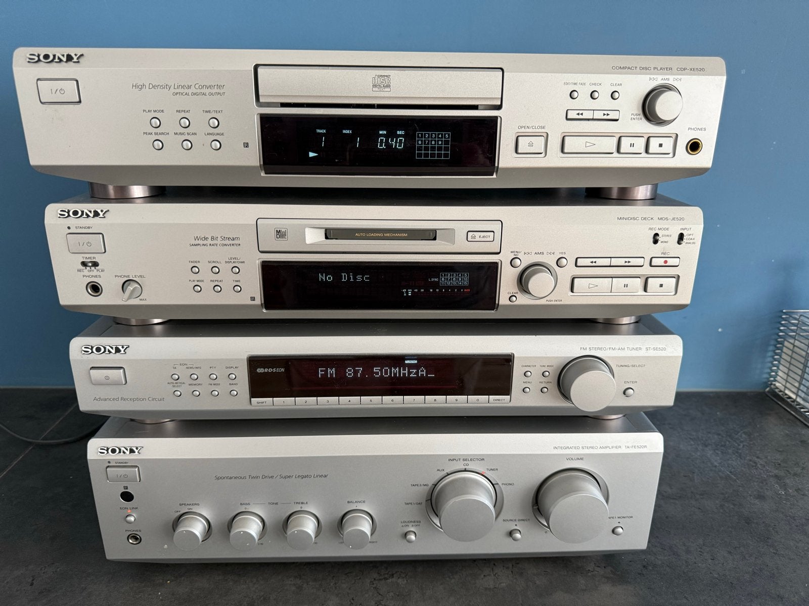 Sony Hifi Set: Versterker, CD-speler, Tuner, Minidisc, Audio, Tv en Foto, Stereo-sets, Ophalen, Gebruikt, Losse componenten, Sony