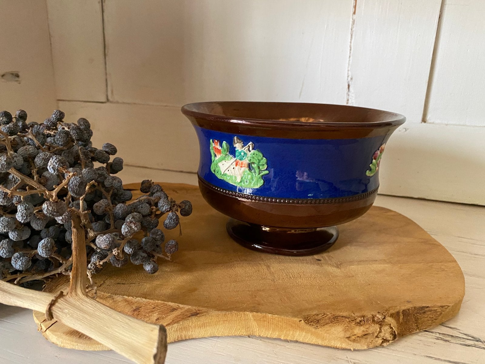 Brocante oude Engelse goudsteen kom, Ophalen of Verzenden
