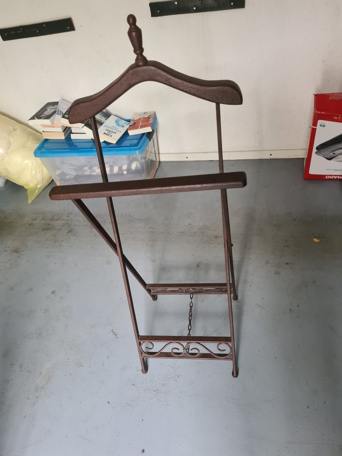 Vintage Kledingrek / Valet Stand - Hout en Metaal, Ophalen, Gebruikt, 100 tot 150 cm, Overige typen