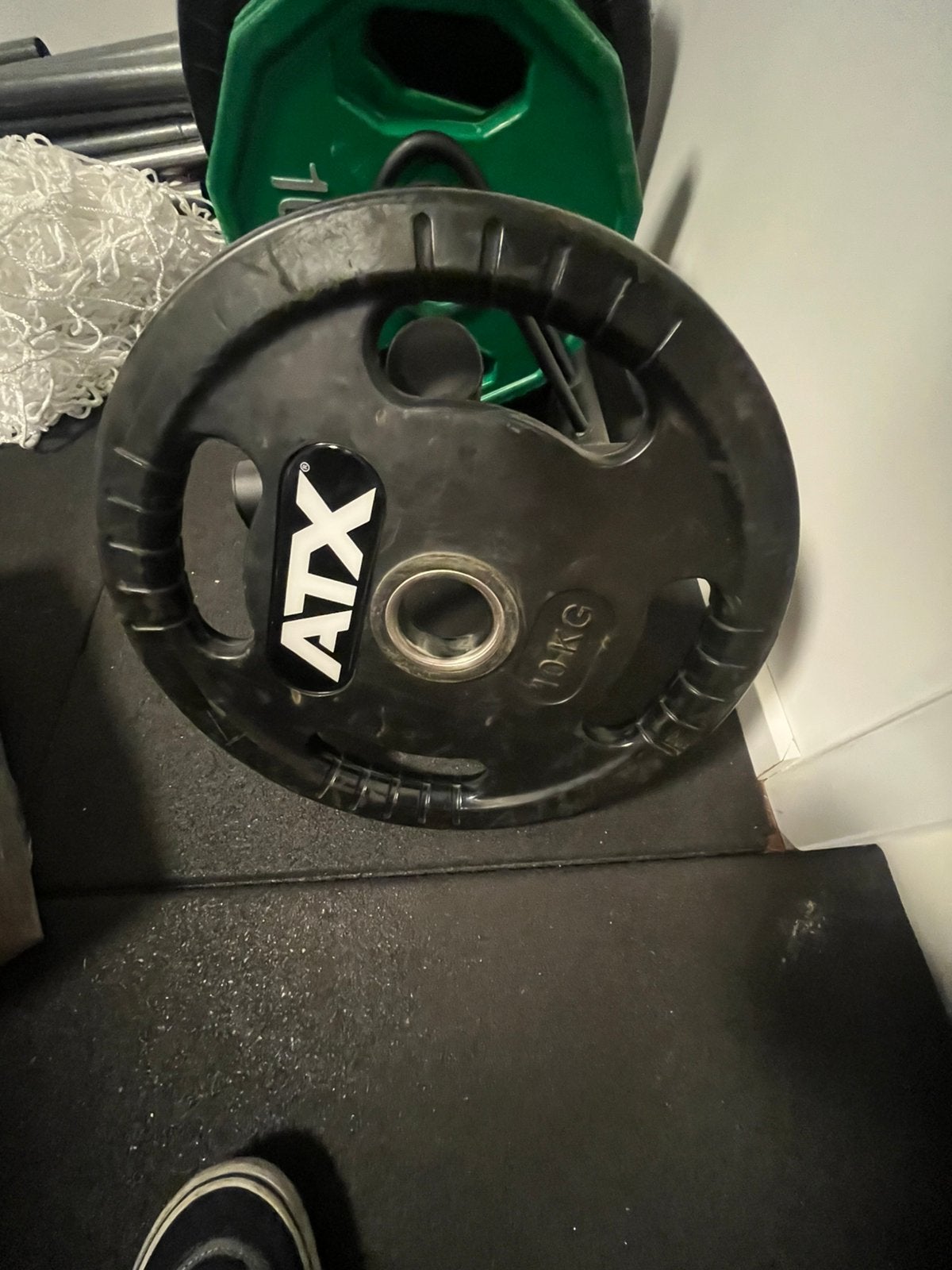 Atx 10 kg x 2 met rubber buitenzijde, Sport en Fitness, Ophalen, Zo goed als nieuw, Halterschijven