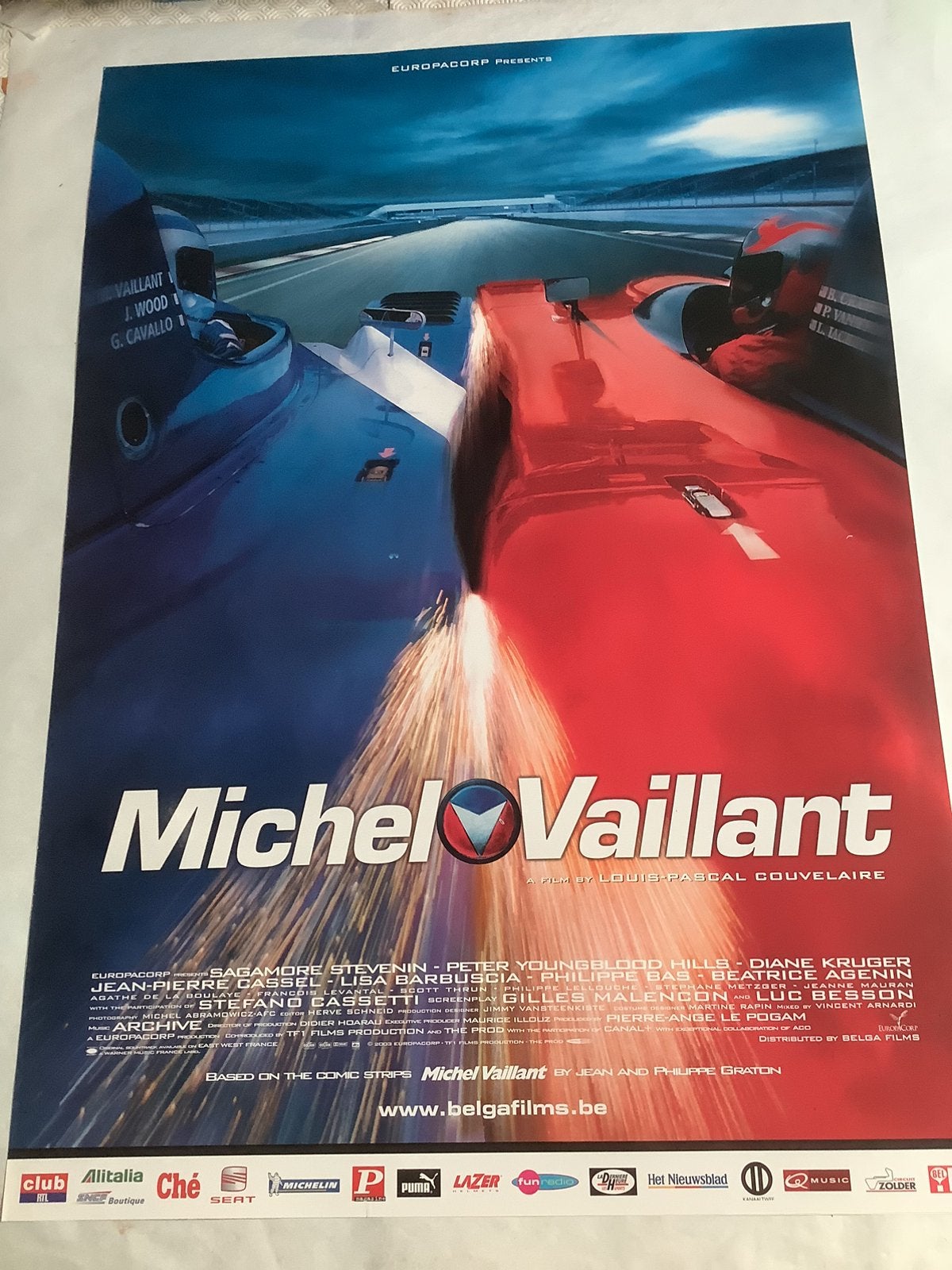MICHEL VAILLANT   FILMPOSTER   70-100 cm, Verzenden, Zo goed als nieuw, Deurposter of groter, Film en Tv