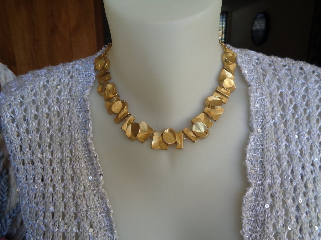 modernistische vintage ketting DOLCE VITA [330], Sieraden, Tassen en Uiterlijk, Verzenden, Zo goed als nieuw, Goud, Overige materialen