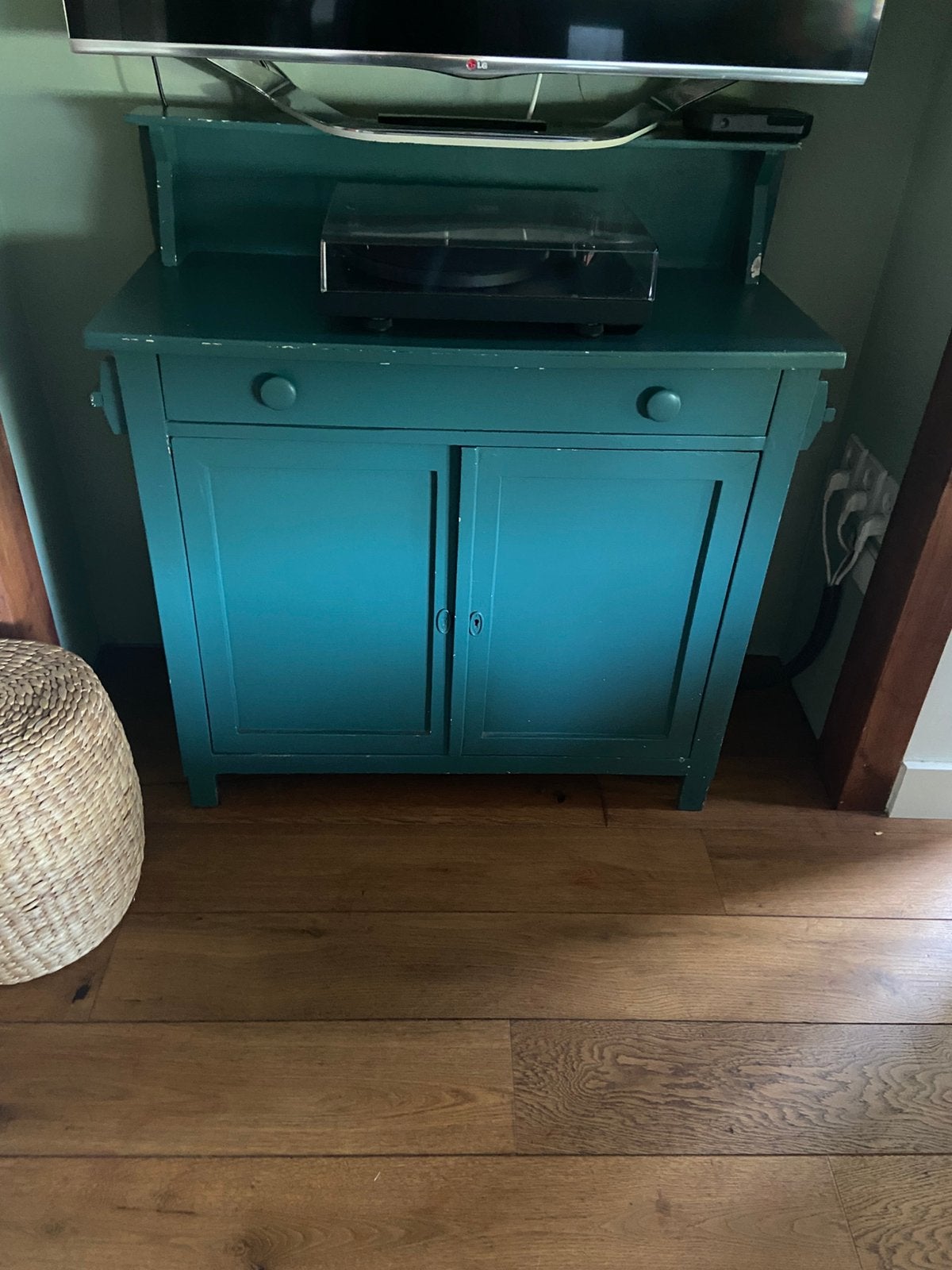 Jaren 30 blauw groene kast, Ophalen, Gebruikt, 25 tot 50 cm, 100 tot 150 cm