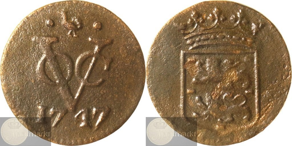 V.O.C. - West-Friesland - Duit 1747 - Medemblik, Ophalen of Verzenden, Vóór koninkrijk, Overige waardes, Losse munt