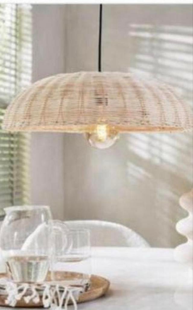 Rieten hanglamp, Huis en Inrichting, Lampen | Hanglampen, Ophalen of Verzenden, Zo goed als nieuw