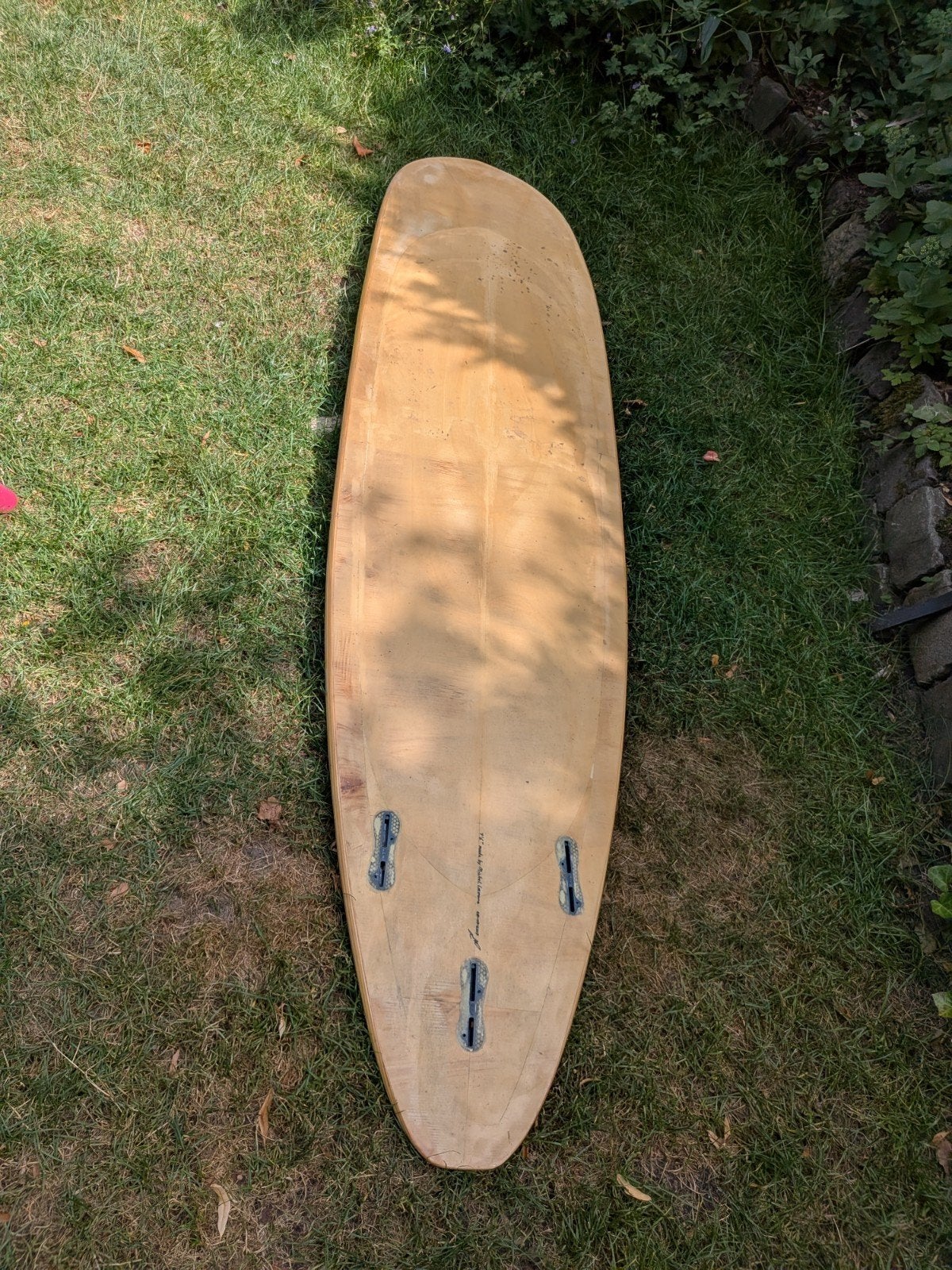 Handgemaakt houten surfboard 7'6" met FCS 2 finnboxen, Ophalen