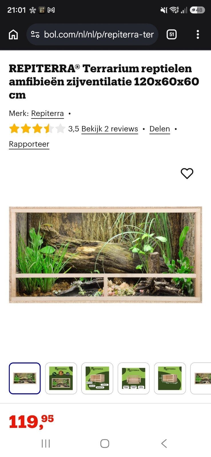 Nieuw in ongeopende doos, OSB terrarium 120x60x60., Dieren en Toebehoren, Ophalen, Nieuw, Terrarium of Paludarium