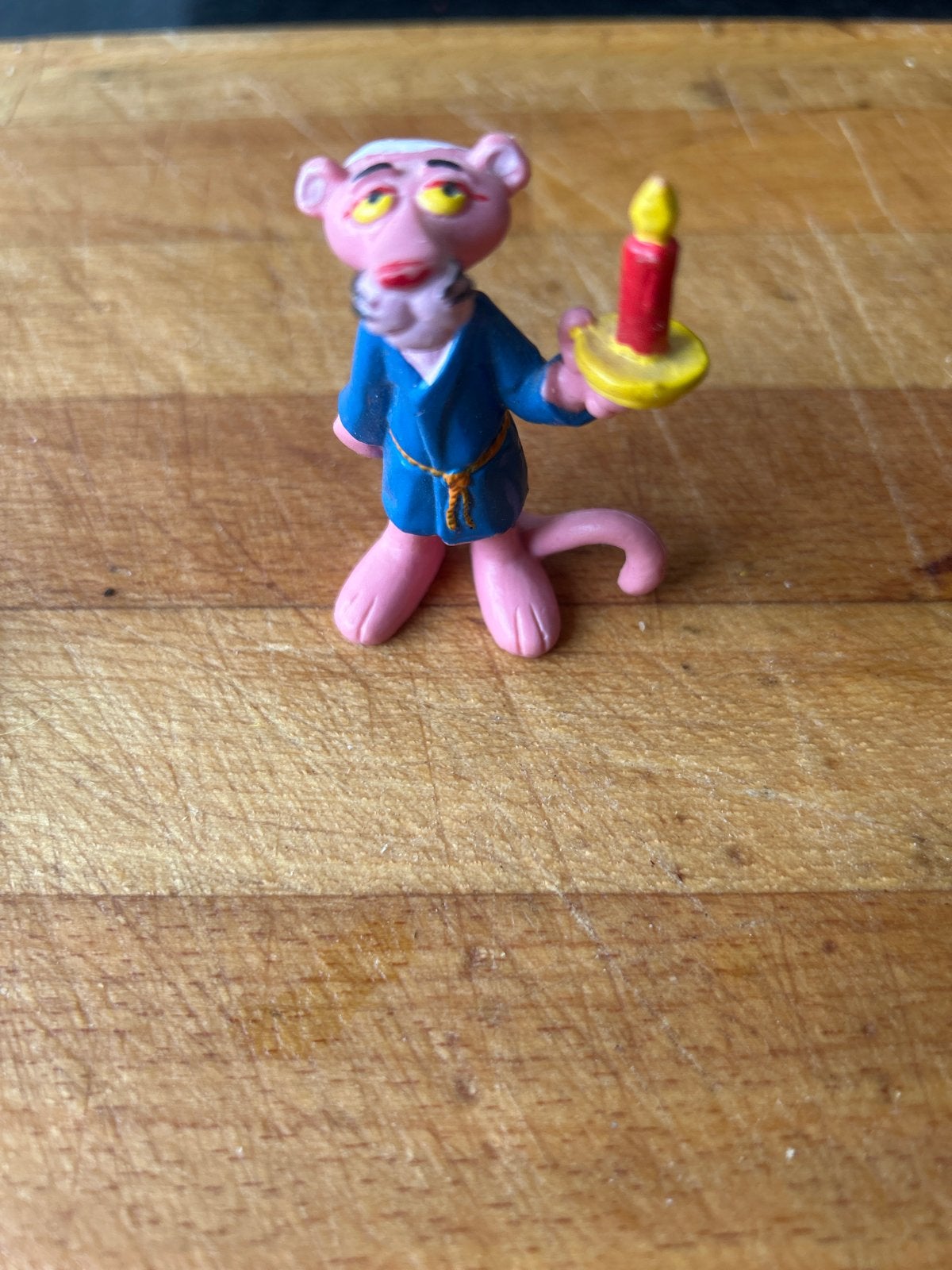 Vintage Roze Panter beeldje met kandelaar, Ophalen of Verzenden, Gebruikt