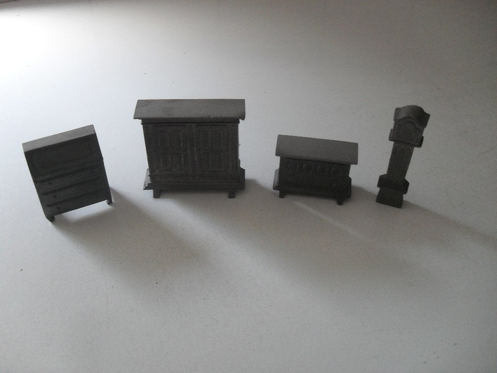 4 tinnen voorwerpen: 3 kasten een klok, Ophalen of Verzenden