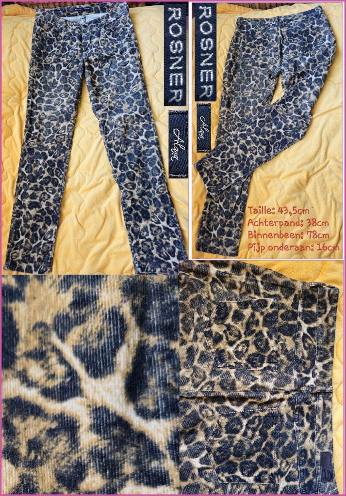 ROSNER Alana bruin-zwarte broek met dierenprint maat 40, Maat 38/40 (M), Meerkleurig, Ophalen of Verzenden, Zo goed als nieuw