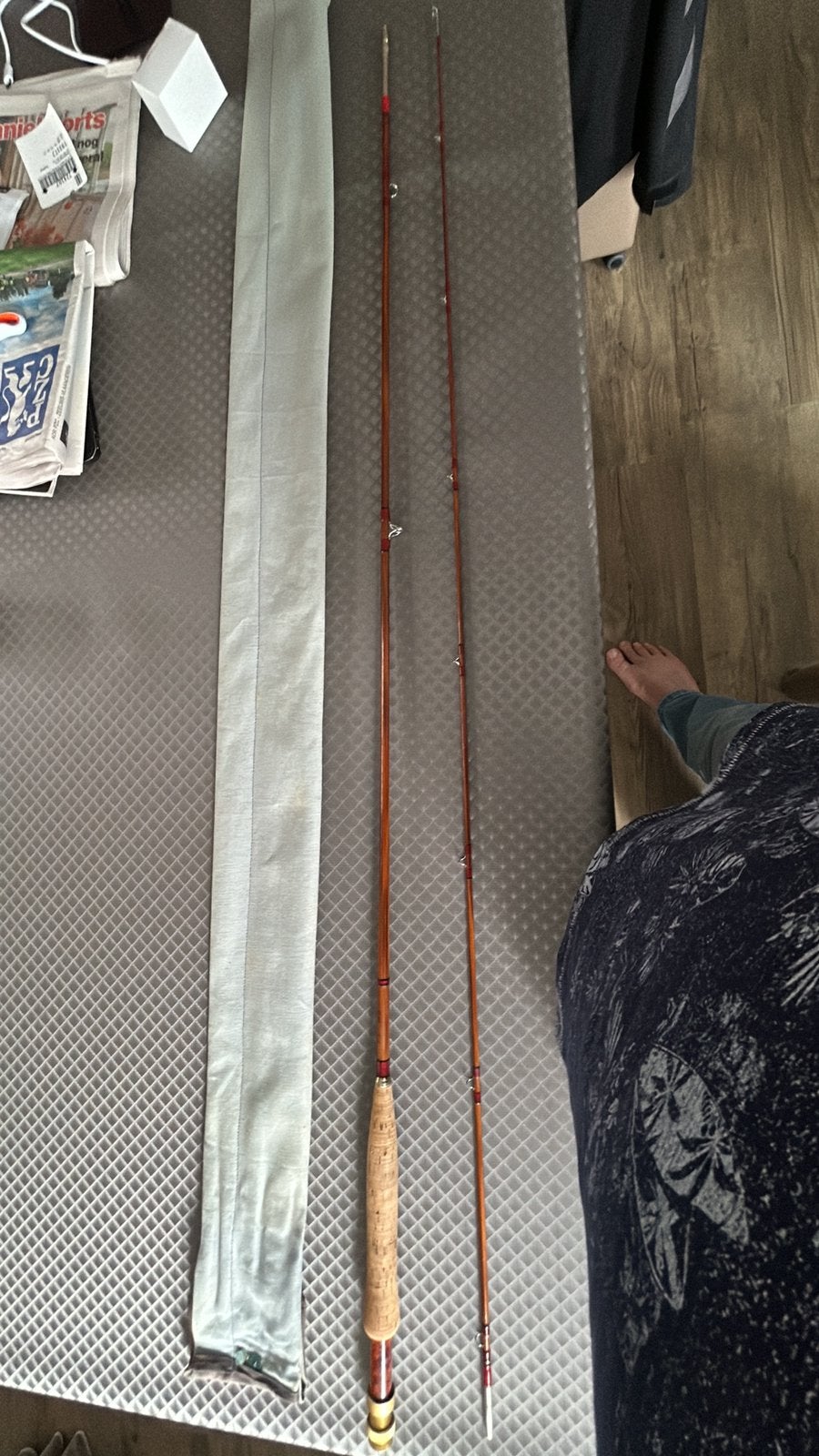 Prachtige Piet Veugelers Splitcane Hengel 4/5 wt- 7,6 Feet., Ophalen of Verzenden, Zo goed als nieuw, Werphengel