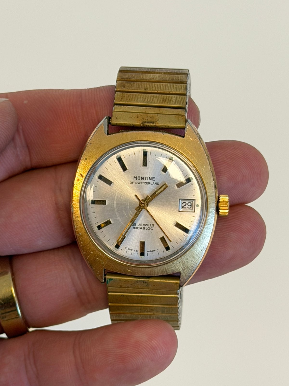 Vintage Montine Switzerland Automatic 25 Jewels Horloge, Overige merken, Staal, Met bandje, Polshorloge