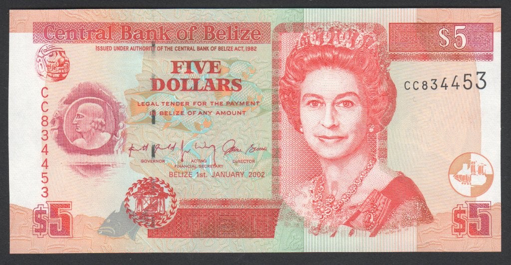 Belize 5 Dollars 2002, Verzenden, Midden-Amerika, Los biljet