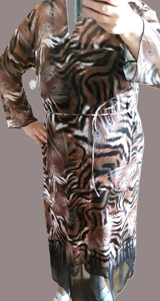 Tule strandjurk voor over de zwemkleding - Maat XL= 48, Strand jurk, Bruin, Jurk, Nieuw