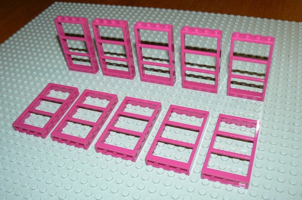 L298 Raam frame 1x4x6 met spijlen magenta 10 st., Ophalen of Verzenden, Nieuw, Losse stenen, Lego