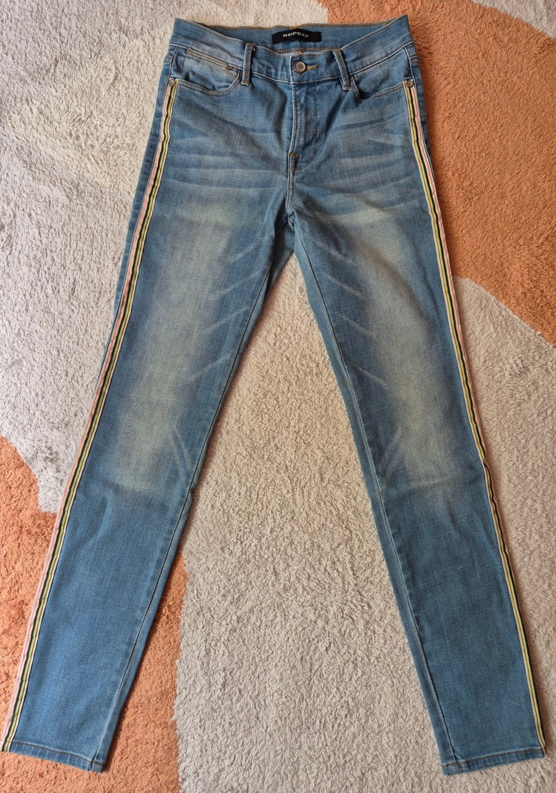 Repeat spijkerbroek maat 36 met zijstrepen, Repeat, Blauw, Ophalen of Verzenden, W27 (confectie 34) of kleiner