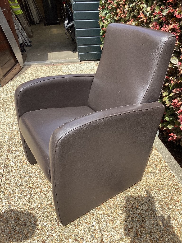 Stoel, Huis en Inrichting, Stoelen, Ophalen, Bruin, Leer, Zo goed als nieuw