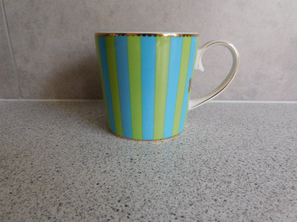 Mok 8x8 cm. Lovebird Groen Blauw Streep PiP Studio Amsterdam, Ophalen of Verzenden, Zo goed als nieuw, Overige stijlen, Kop(pen) en/of Schotel(s)