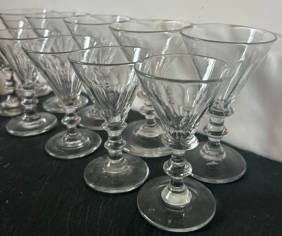 Set van 10  antieke dubbel ring glazen  1850, Antiek en Kunst, Antiek | Glas en Kristal, Ophalen of Verzenden