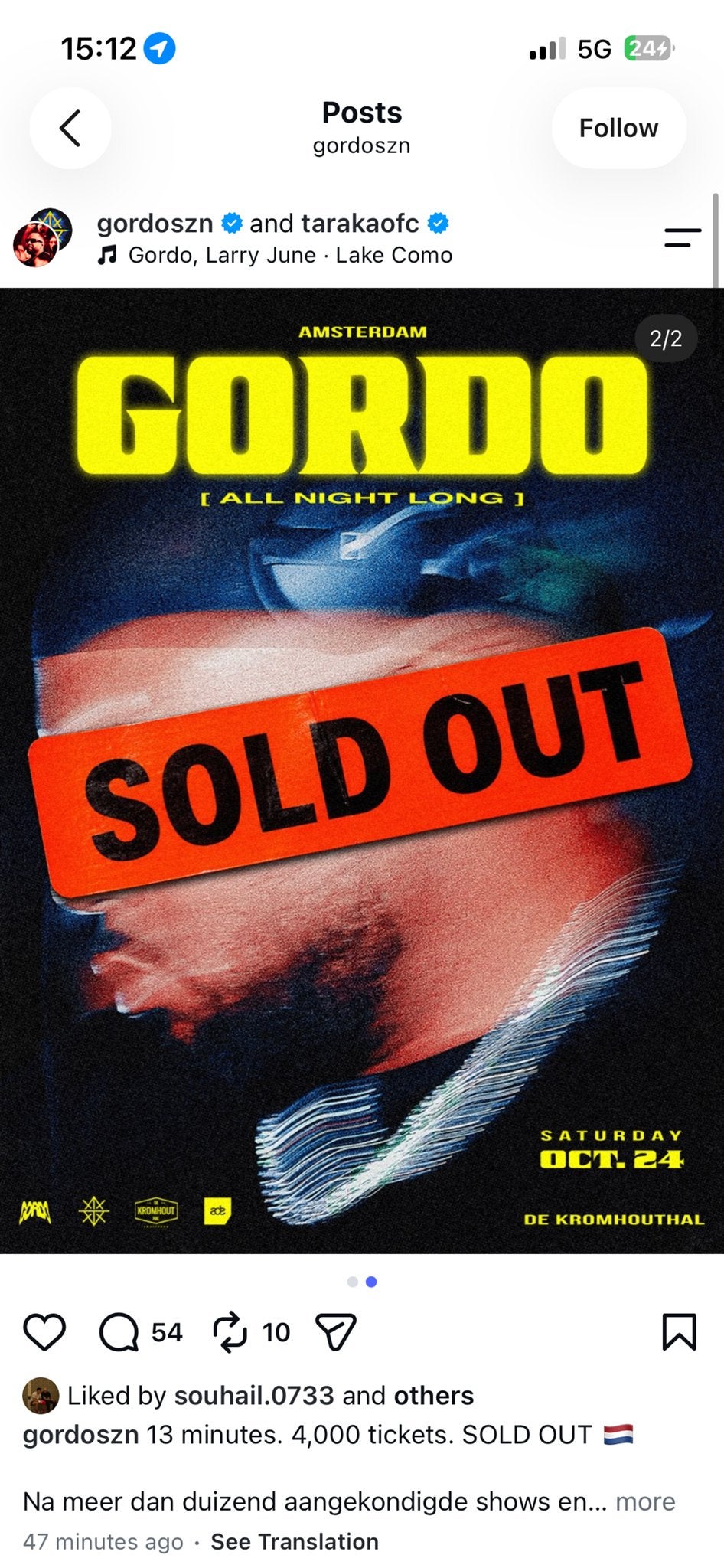 Gordo ADE TICKETS! 4x, Tickets en Kaartjes, Twee personen, Oktober
