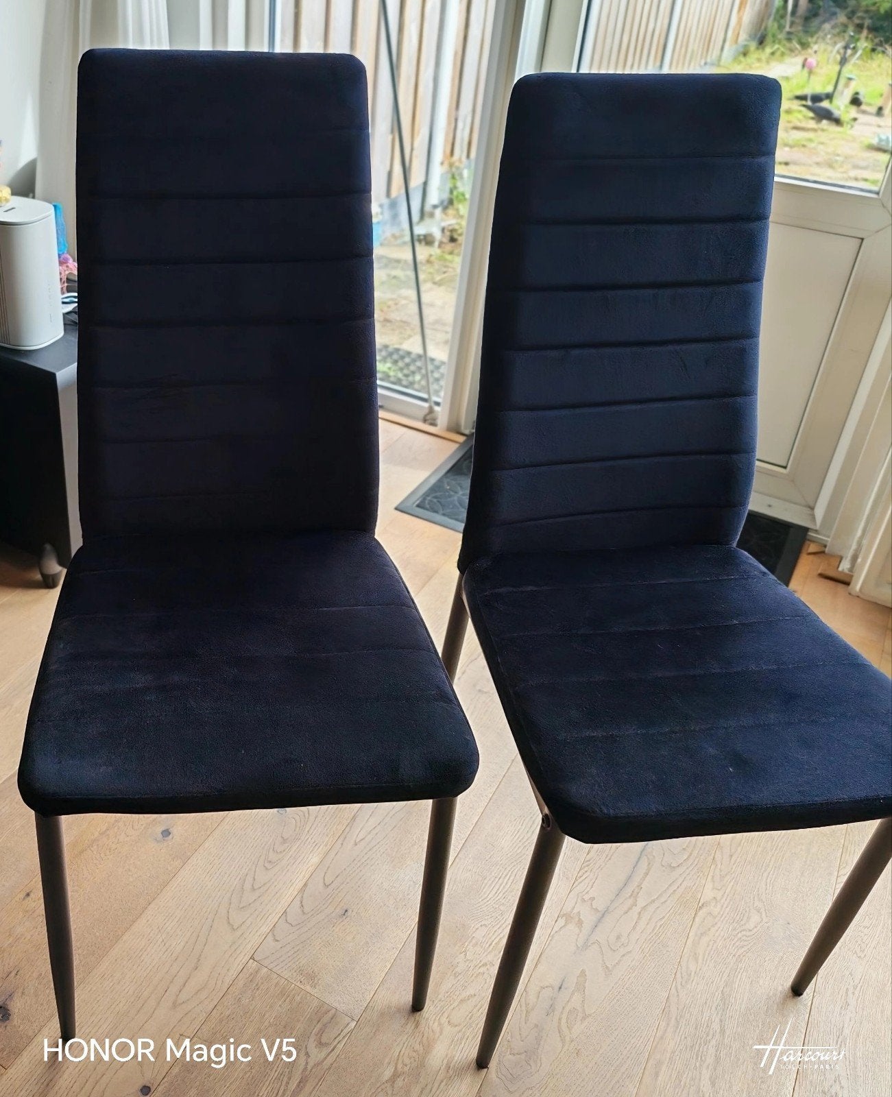 Set van 2 zwarte eetkamerstoelen, Huis en Inrichting, Ophalen, Twee, Zwart, Zo goed als nieuw