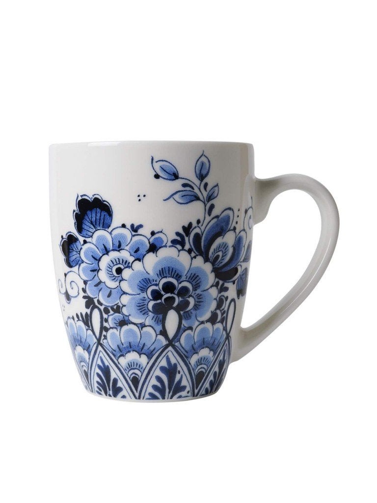 Heinen Delfts Blauw theemok Bloemen 300 ml nieuw, Huis en Inrichting, Overige merken, Keramiek, Delftsblauw, Heinen Delfts Blauw