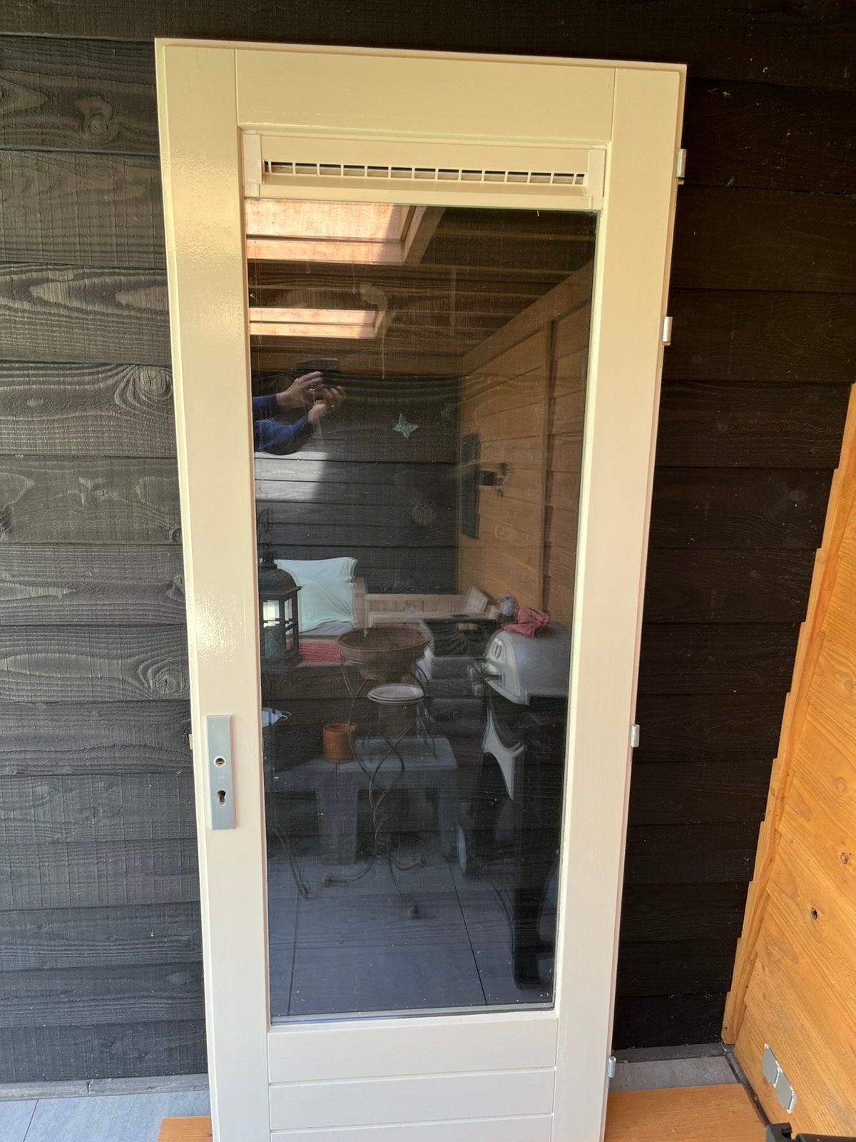 Hardhout buitendeur HR++ glas 3-puntslot 93x236 rechtsdraaie, Ophalen, 80 tot 100 cm, 215 cm of meer, Hout