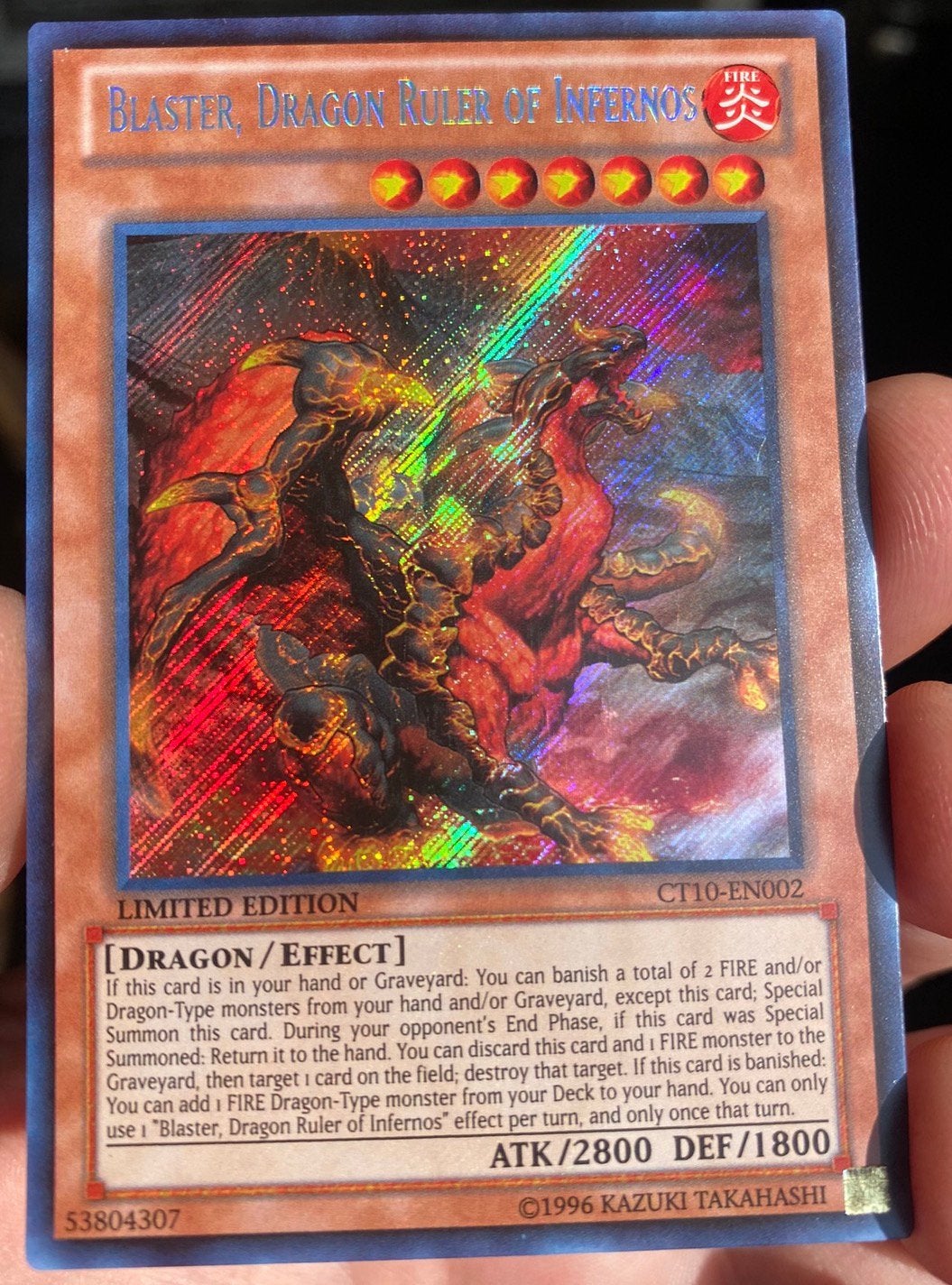 Yu-Gi-Oh! Blaster, Dragon Ruler of Infernos CT10 Promo !, Ophalen of Verzenden, Zo goed als nieuw, Losse kaart, Foil