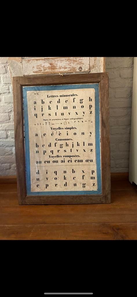 Oude franse schoolplaat letterplaat, Antiek en Kunst, Curiosa en Brocante, Ophalen