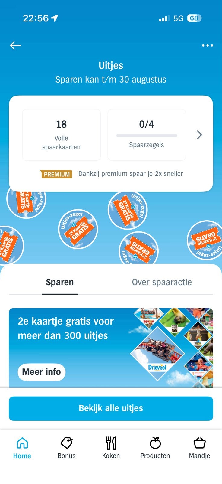 Volle spaarkaarten Dagje Uit zegels, Eén persoon, Arrangement, Kortingskaart