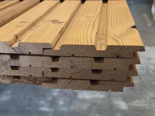 16.9 m2 Thermowood dubbel Rhombusprofiel - nr: TP175, Ophalen, Nieuw, 250 cm of meer, Planken