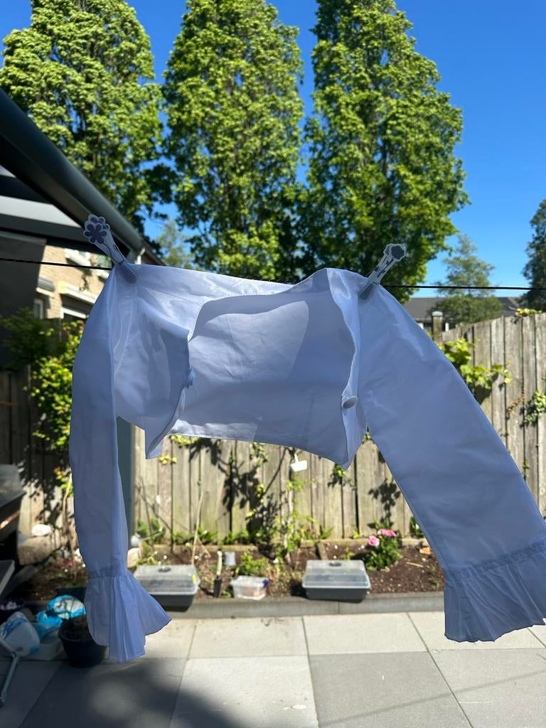 Witte Bolero Jasje met Ruches - 8/9 jaar, Wit, Ophalen of Verzenden, Zo goed als nieuw, Jasje