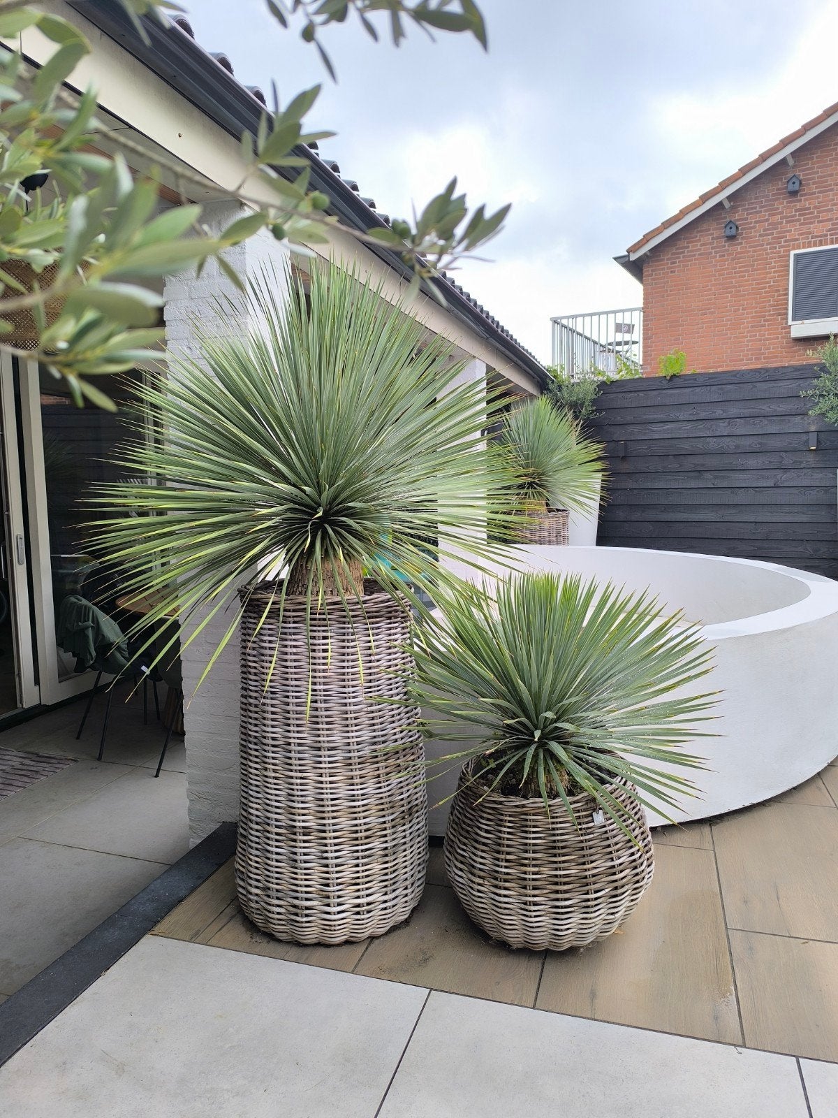 Grote rotan plantenpot voor binnen en buiten, Tuin en Terras, Ophalen, Overige materialen, Minder dan 60 cm, Rond
