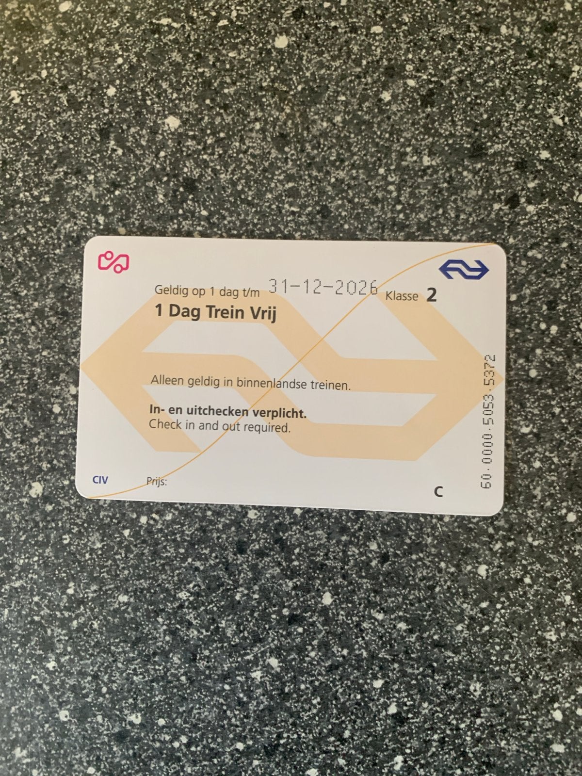 NS dagticket, Tickets en Kaartjes, Eén persoon, Trein, Algemeen kaartje