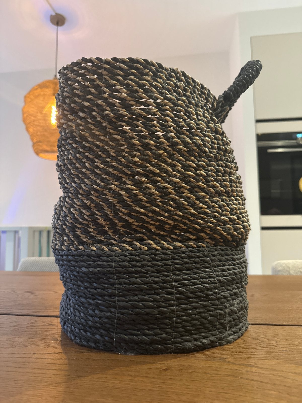 Stijlvolle rieten mand met handvatten, Ophalen, Gebruikt, Mand, Rond