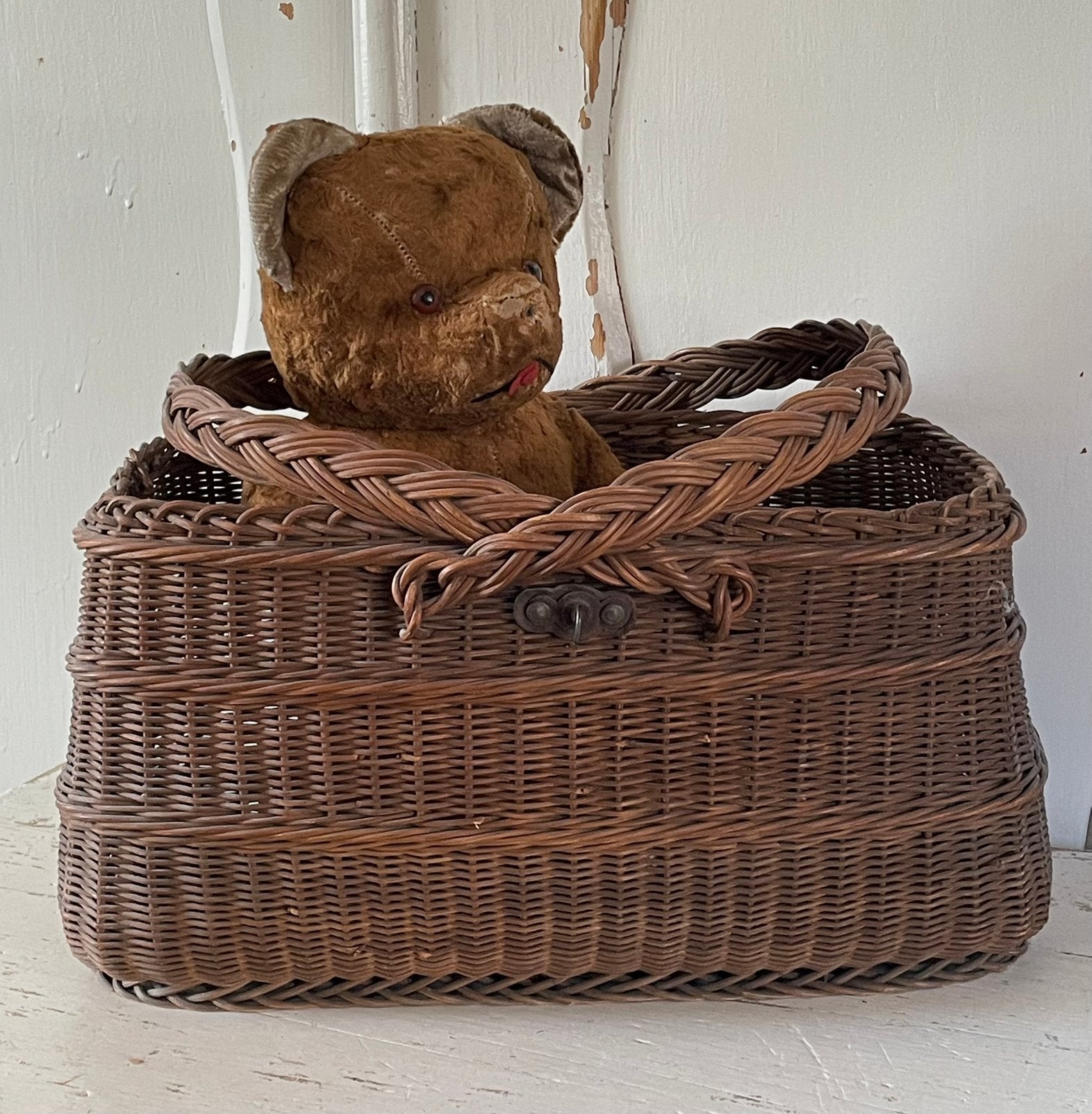 Brocante oud Frans spoormandje / perron mandje, Antiek en Kunst, Curiosa en Brocante, Ophalen of Verzenden