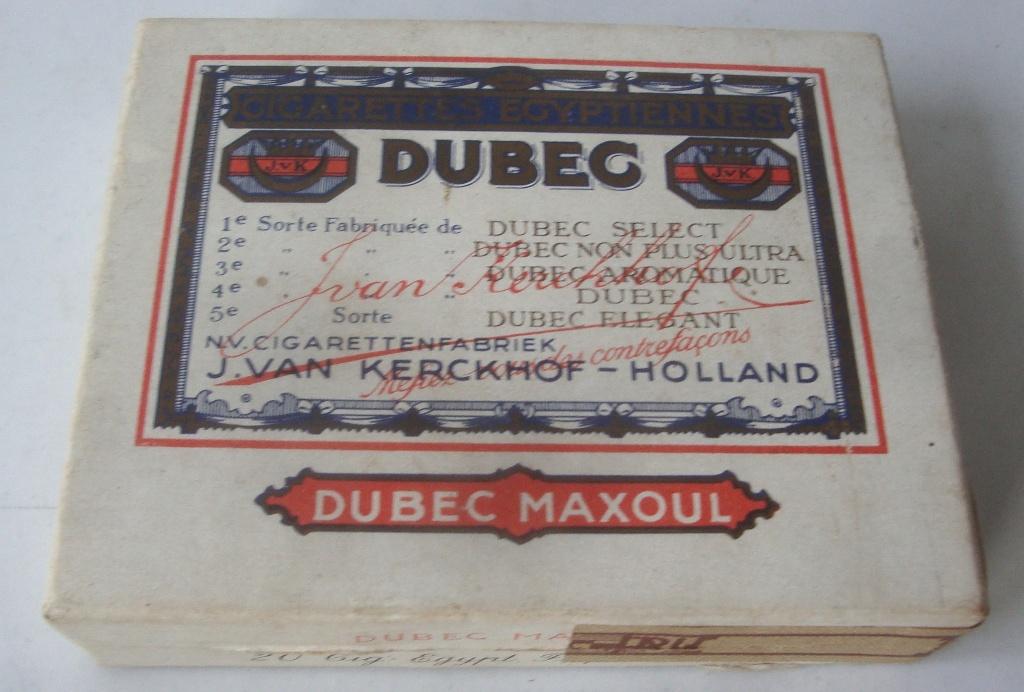 Doosje Dubec Maxoul voor 20 sigaretten, leeg, in heel behoor, Ophalen of Verzenden, Zo goed als nieuw, Tabaksdoos of Verpakking