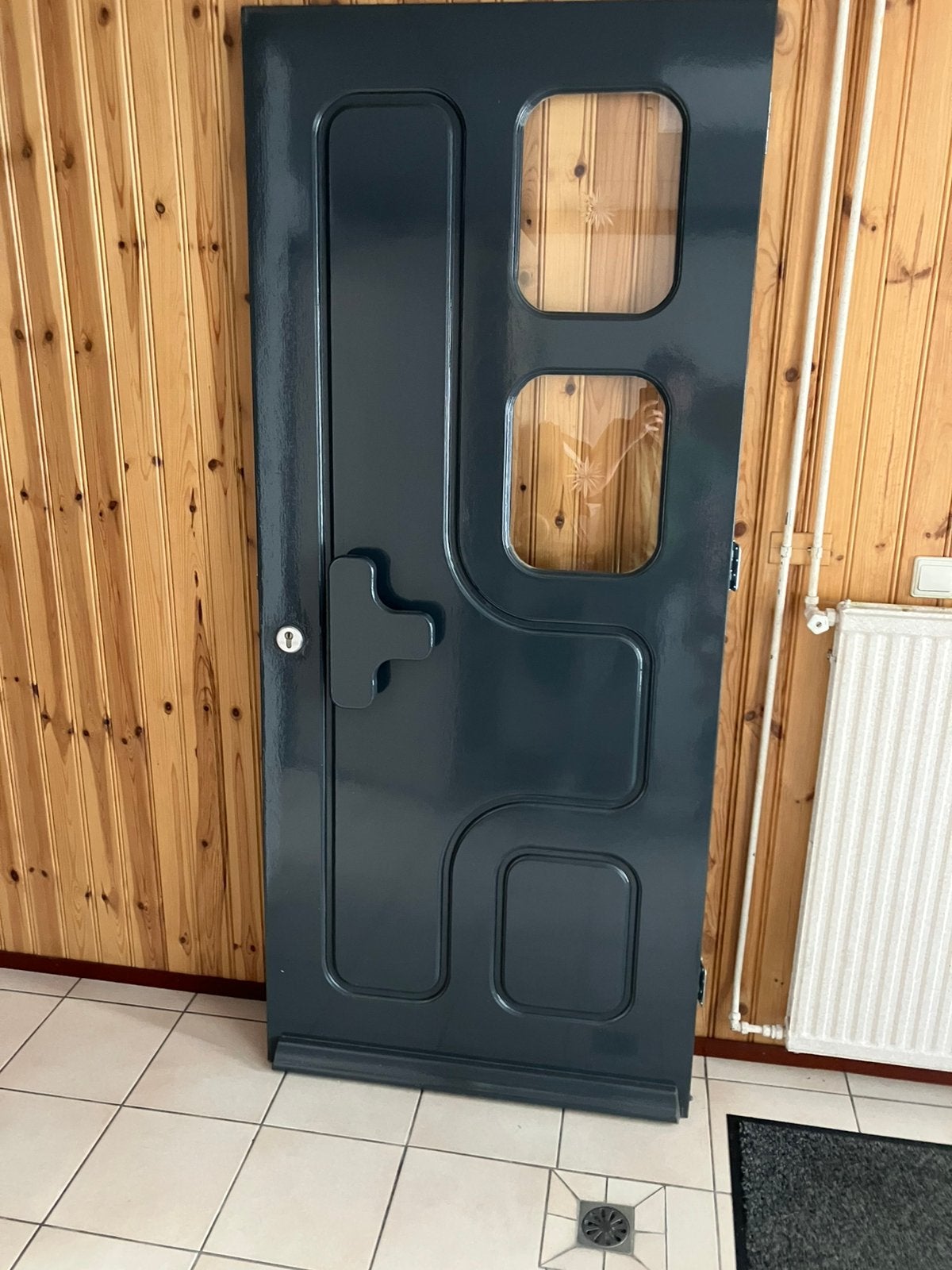 Hardhouten voordeur buitendeur inc. 2 dubbelglazen ramen, Doe-het-zelf en Verbouw, Ophalen of Verzenden, Gebruikt, Buitendeur