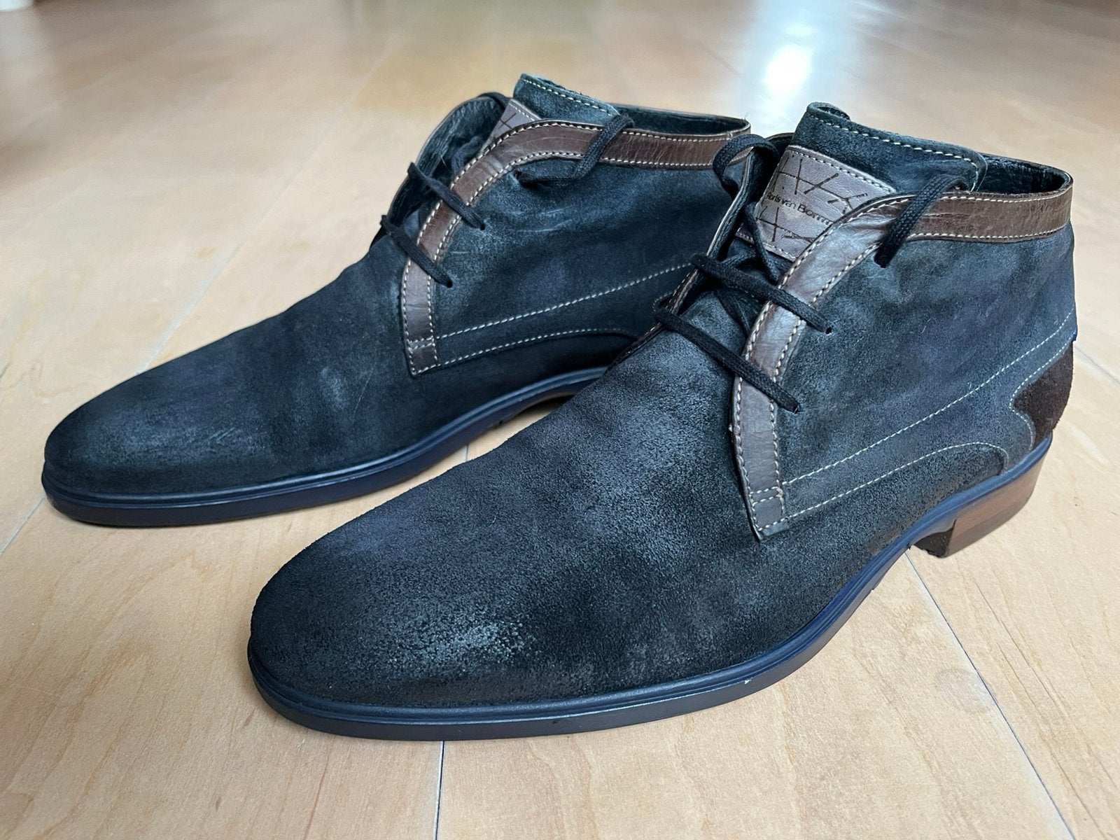 Floris van Bommel suède donkerblauwe boots maat 7 = 40 2/3, Blauw, Boots, Ophalen of Verzenden, Zo goed als nieuw