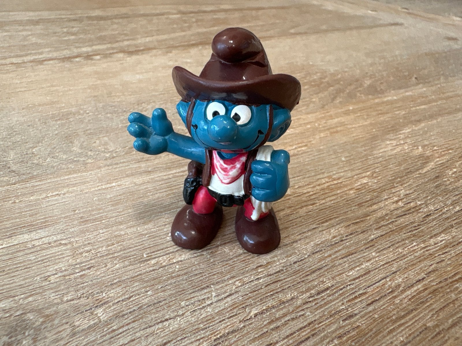Smurf Cowboy Figuur - Schleich 1981, Ophalen of Verzenden, Gebruikt, Overige Smurfen, Poppetje, Figuurtje of Knuffel