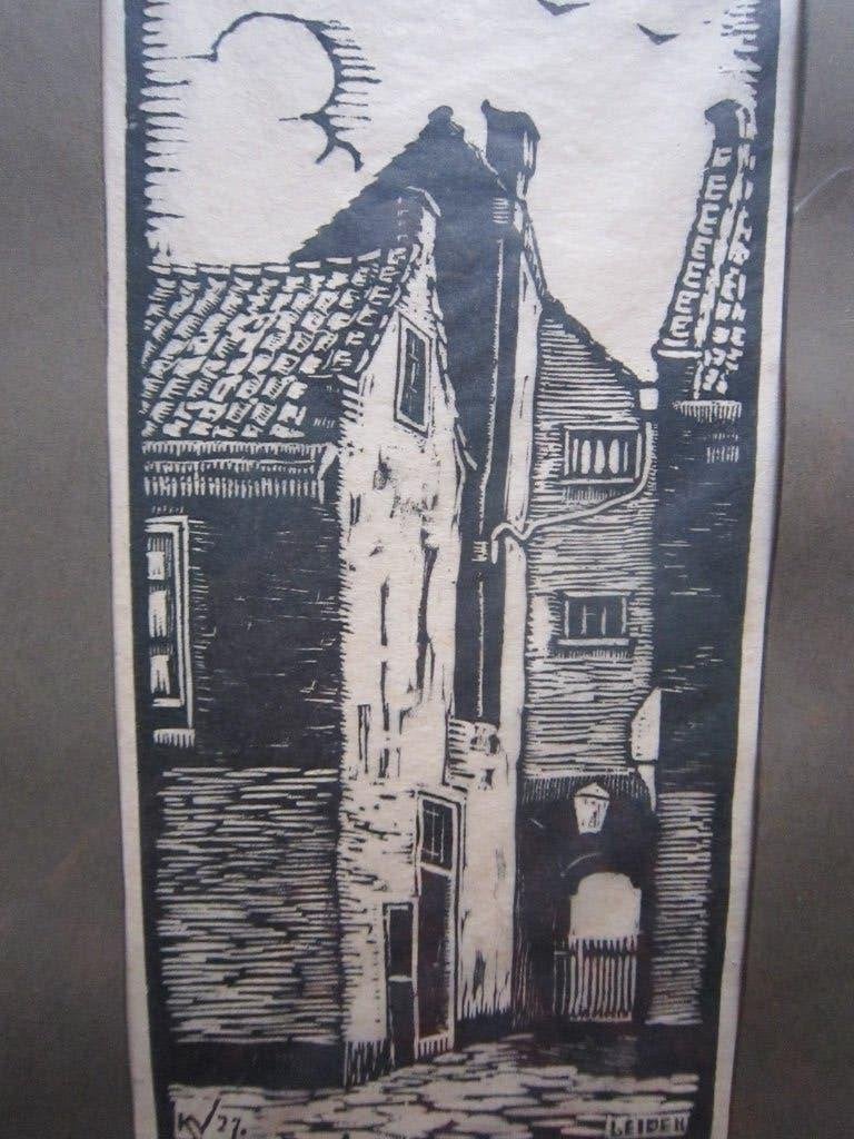 LEIDEN, HOUTSNEDE v/e Onbekend ?? Poortje Kees Verhoeven, Ophalen of Verzenden, Stadsgezicht, Houtsnede