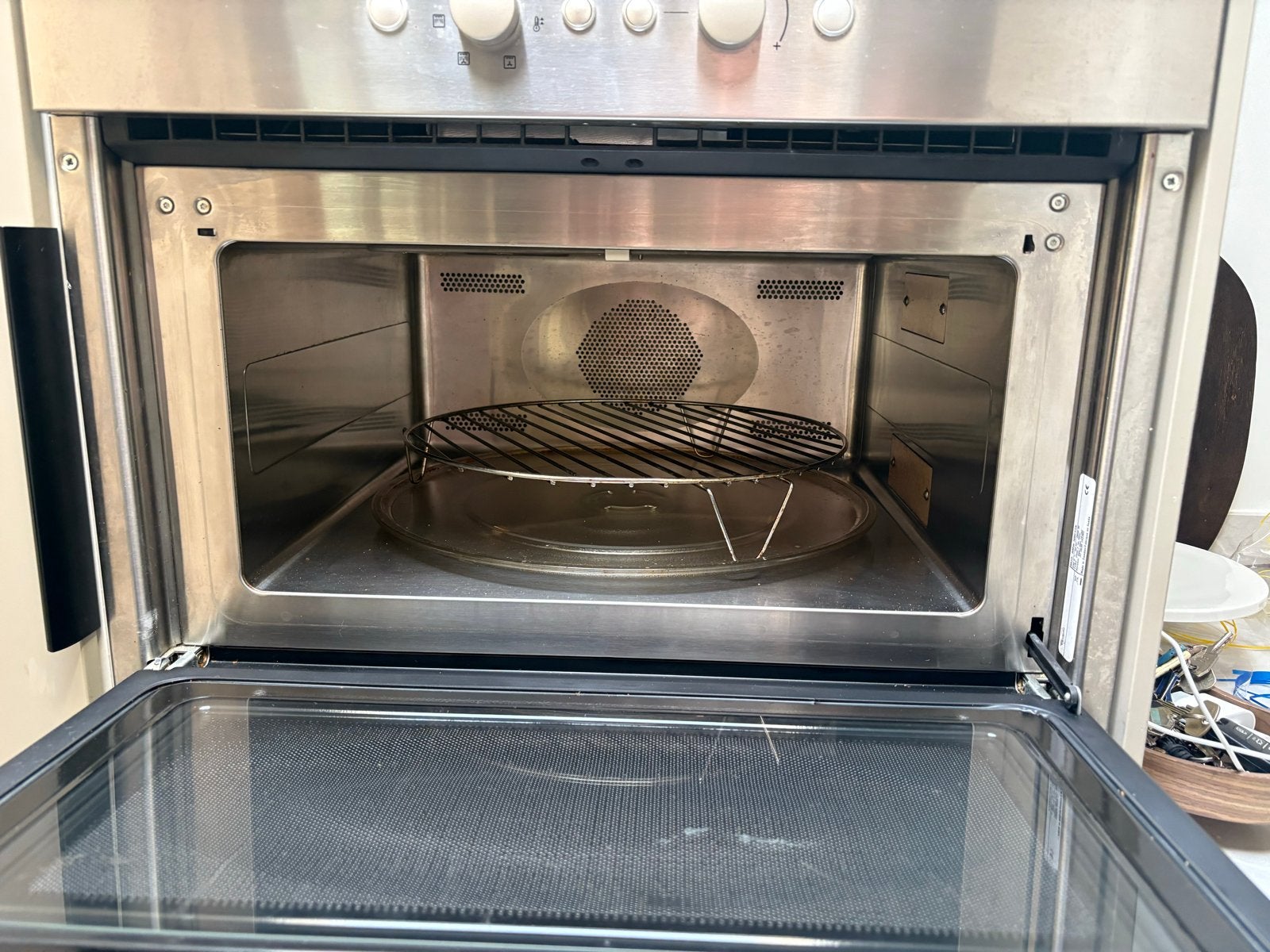 Combimagnetron RVS Inbouw, Witgoed en Apparatuur, Magnetrons, Ophalen, Combimagnetron, Gebruikt, 60 cm of meer