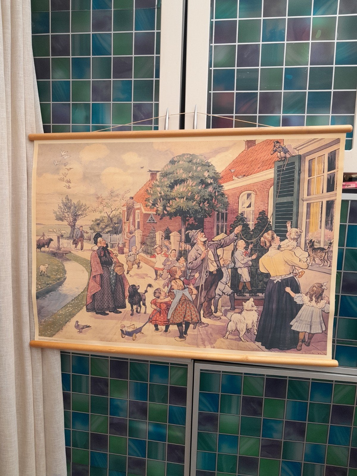Klassikale Vertelselplaat Cornelis Jetses 1909 - Canvas, Ophalen, Stad- en Dorpsgezichten