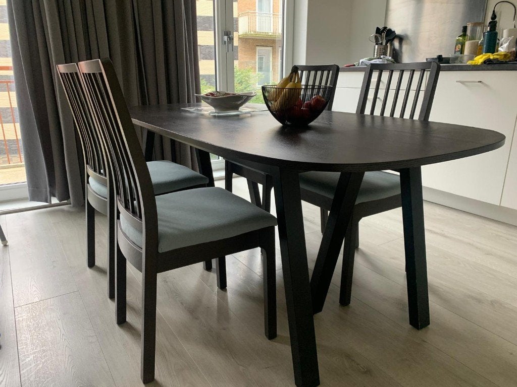 tafel met stoelen, Huis en Inrichting, Ophalen, Gebruikt, 50 tot 100 cm, Houten contracttafel