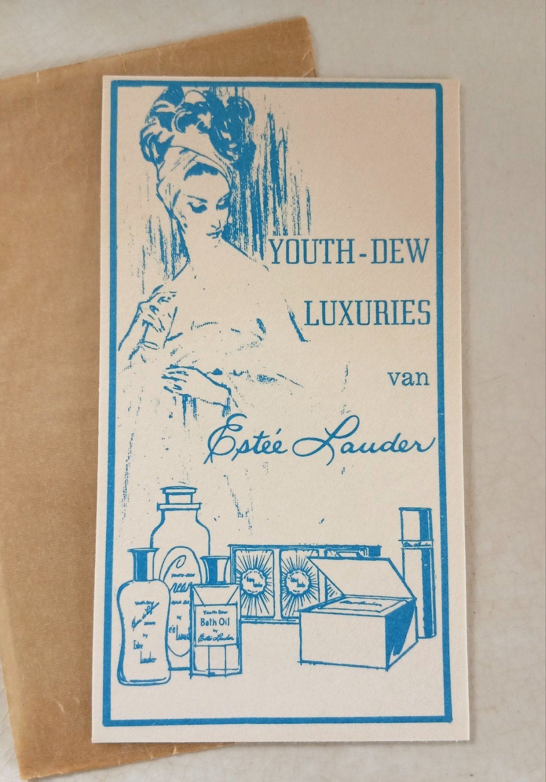Estée Lauder oud reclamekaartje, Ophalen of Verzenden, Gebruikt, Miniatuur