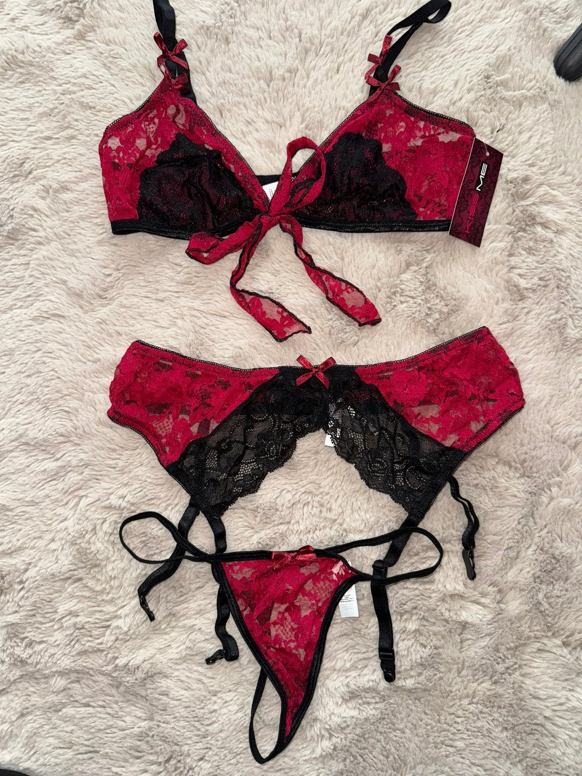 Lingerie set zwart met roze, Ophalen of Verzenden, Zwart, Setje