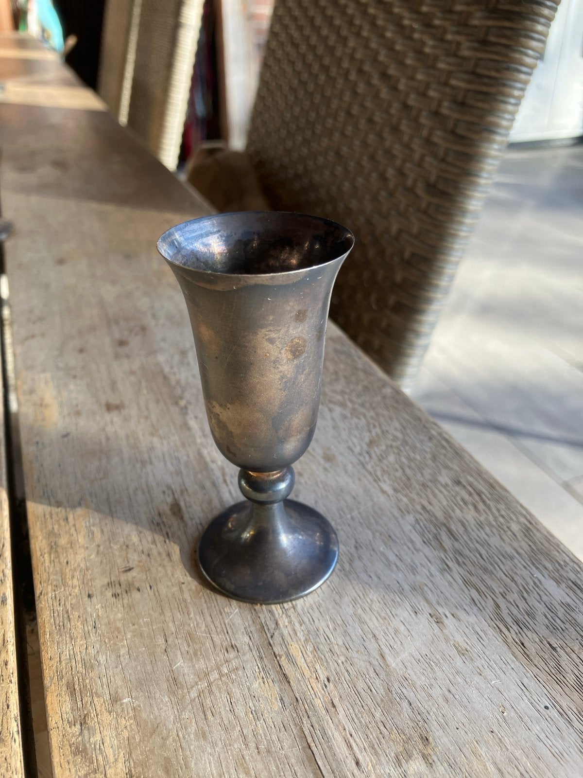 Antieke Zilverkleurig borrelglas- Vintage Collectie, Ophalen of Verzenden, Zilver
